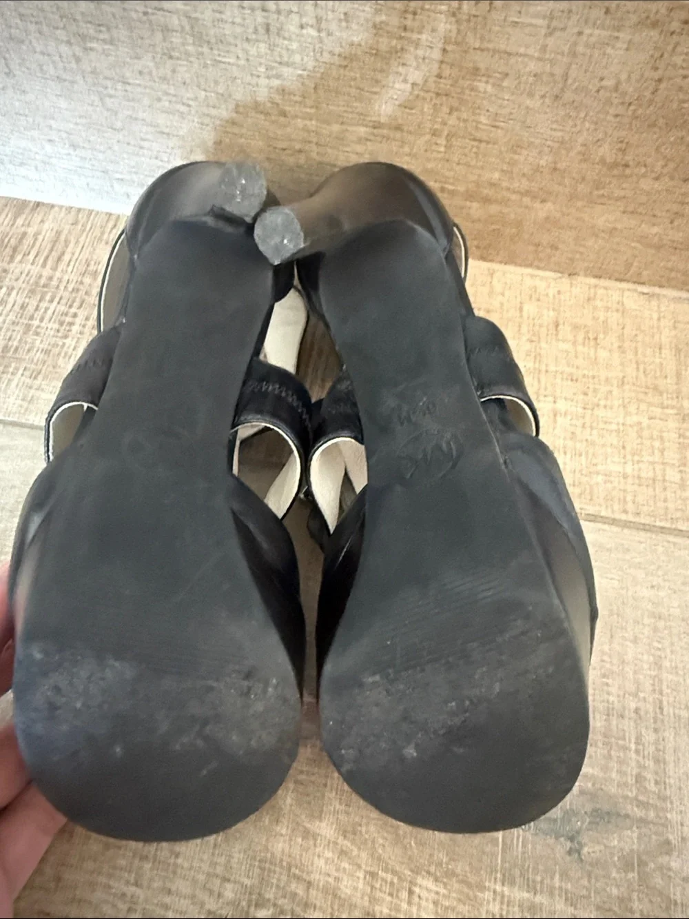 Michael Kors Black Leather Zip-Front High Heel Sandals